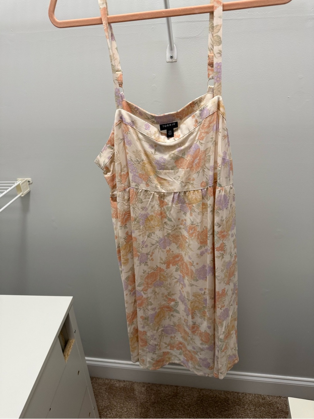 torrid Cream Floral Dress with Peach & Lavender Accents